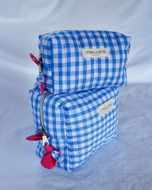 Blue Gingham Large Box Bag