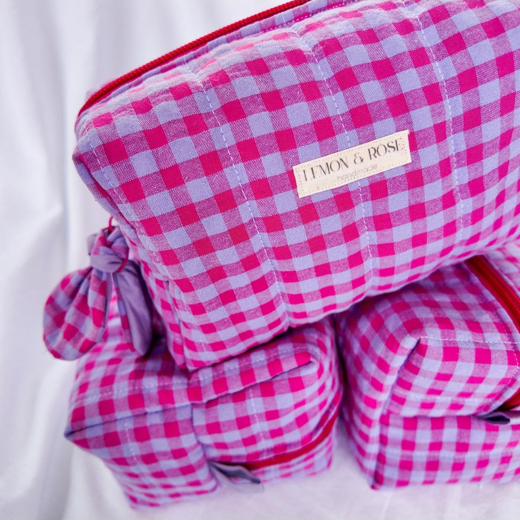 Lavender & Fuchsia Gingham Large Box Bag