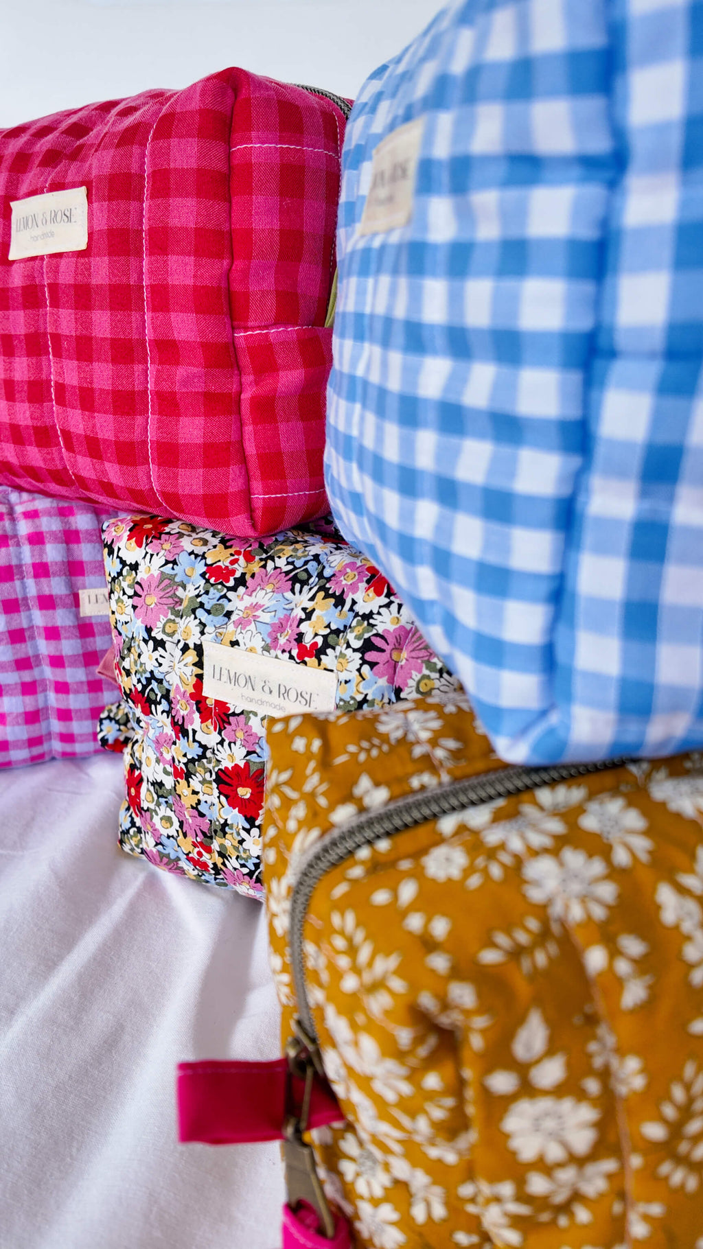 Lavender & Fuchsia Gingham Large Box Bag