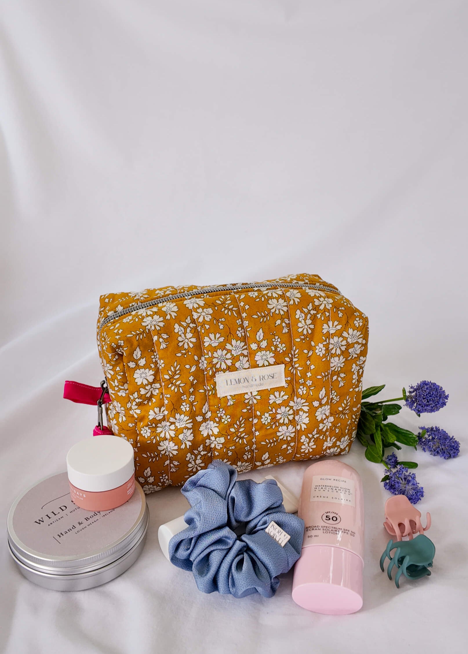Mustard Floral Large Box Bag
