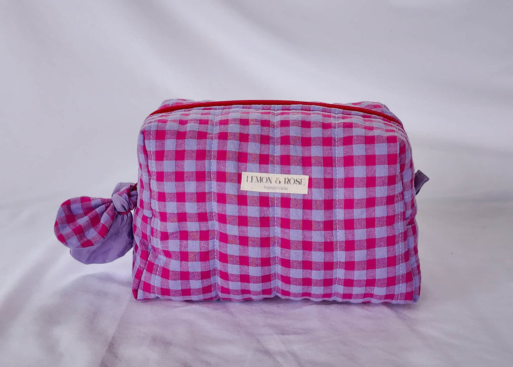 Lavender & Fuchsia Gingham Large Box Bag