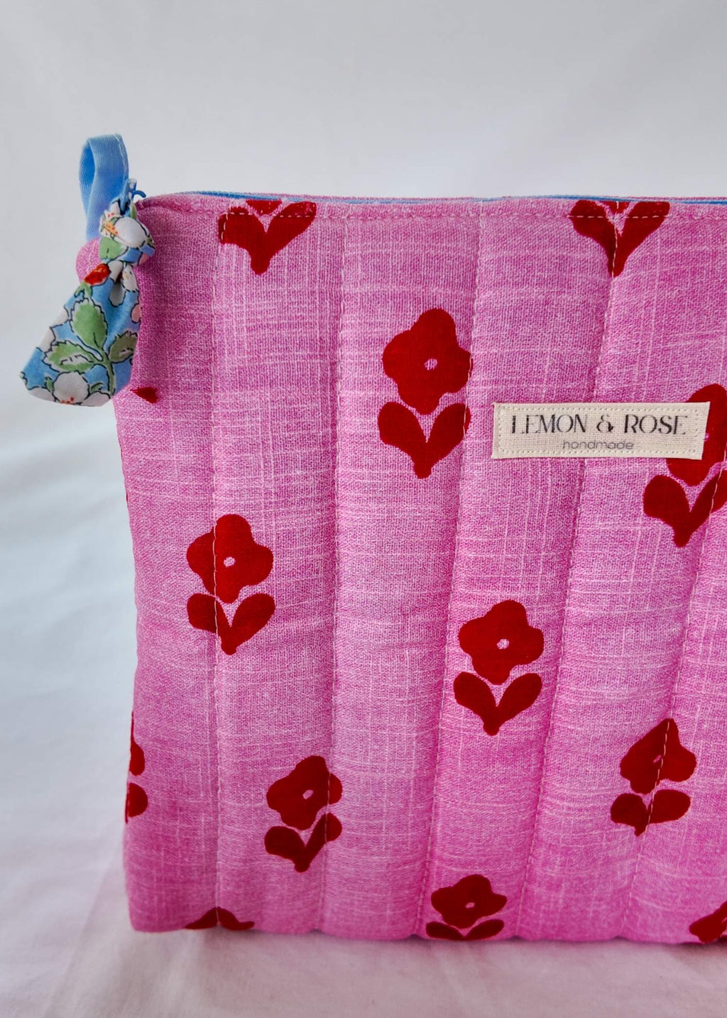 Red & Pink flower print Large Triangle Bag