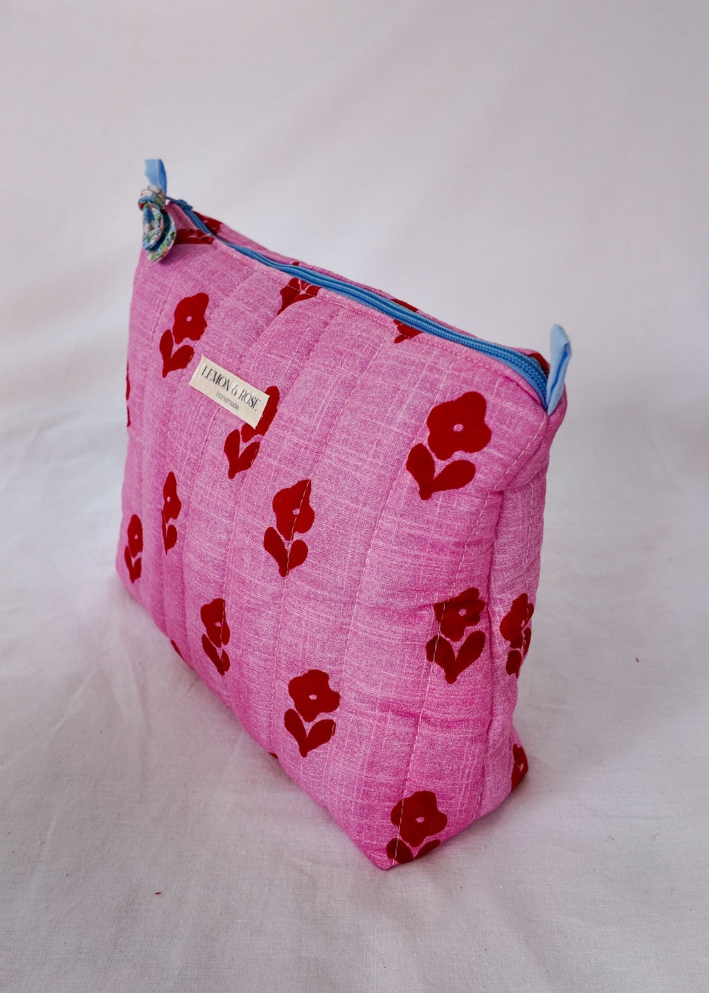 Red & Pink flower print Large Triangle Bag
