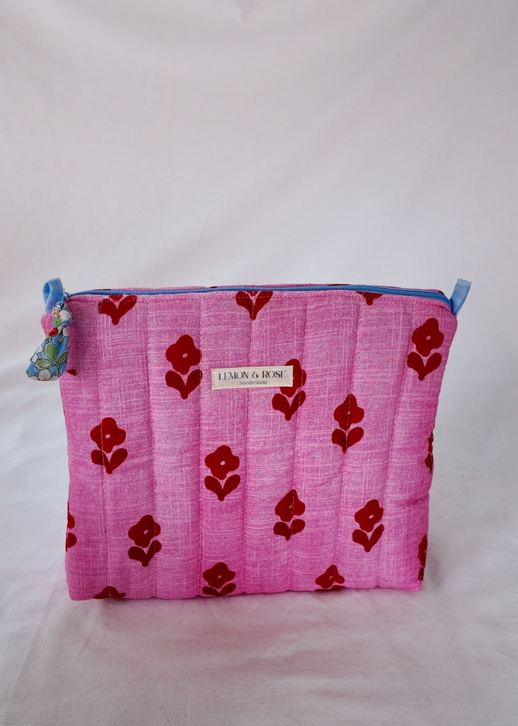 Red & Pink flower print Large Triangle Bag