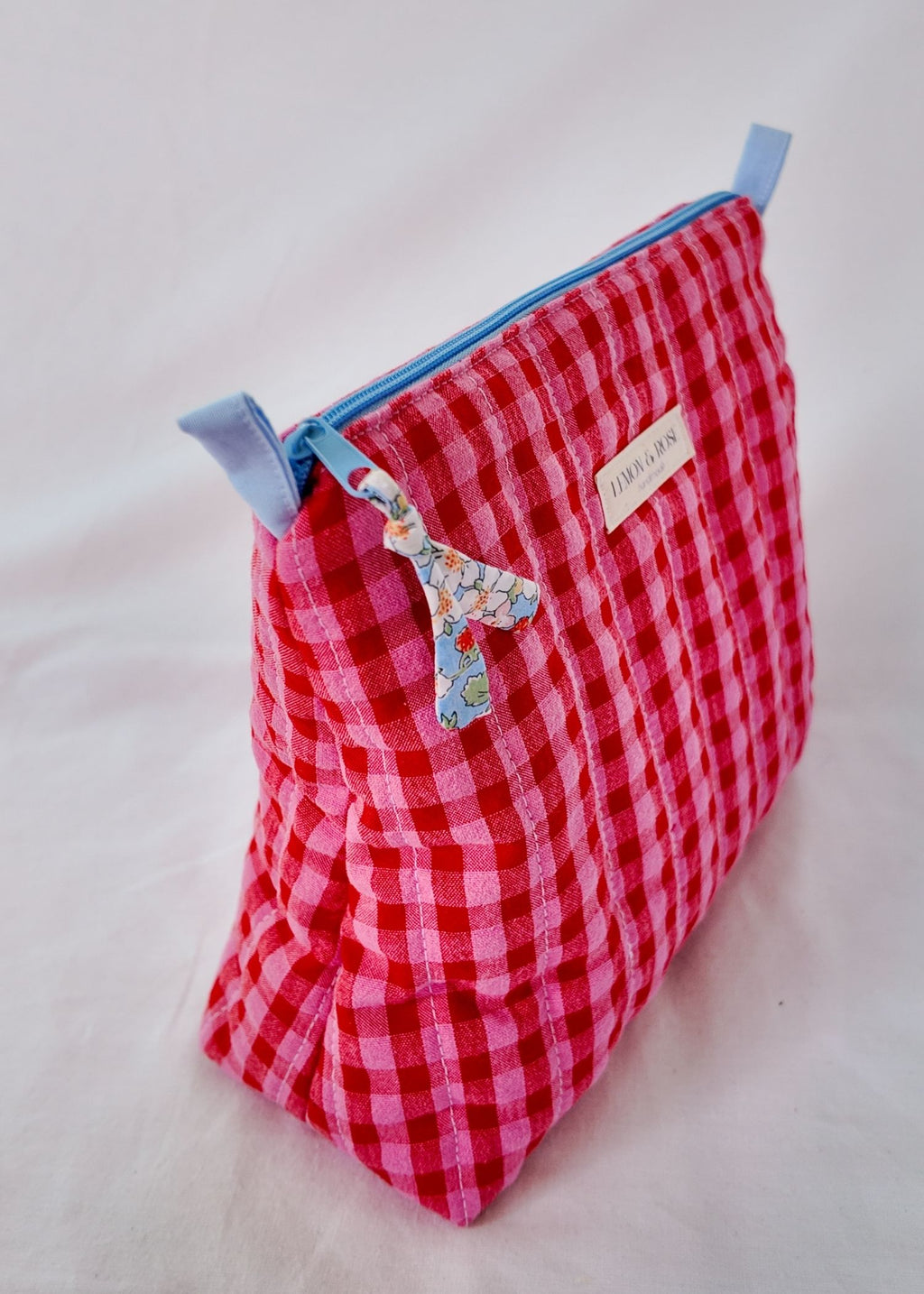 Red & Pink Gingham Large Triangle Bag