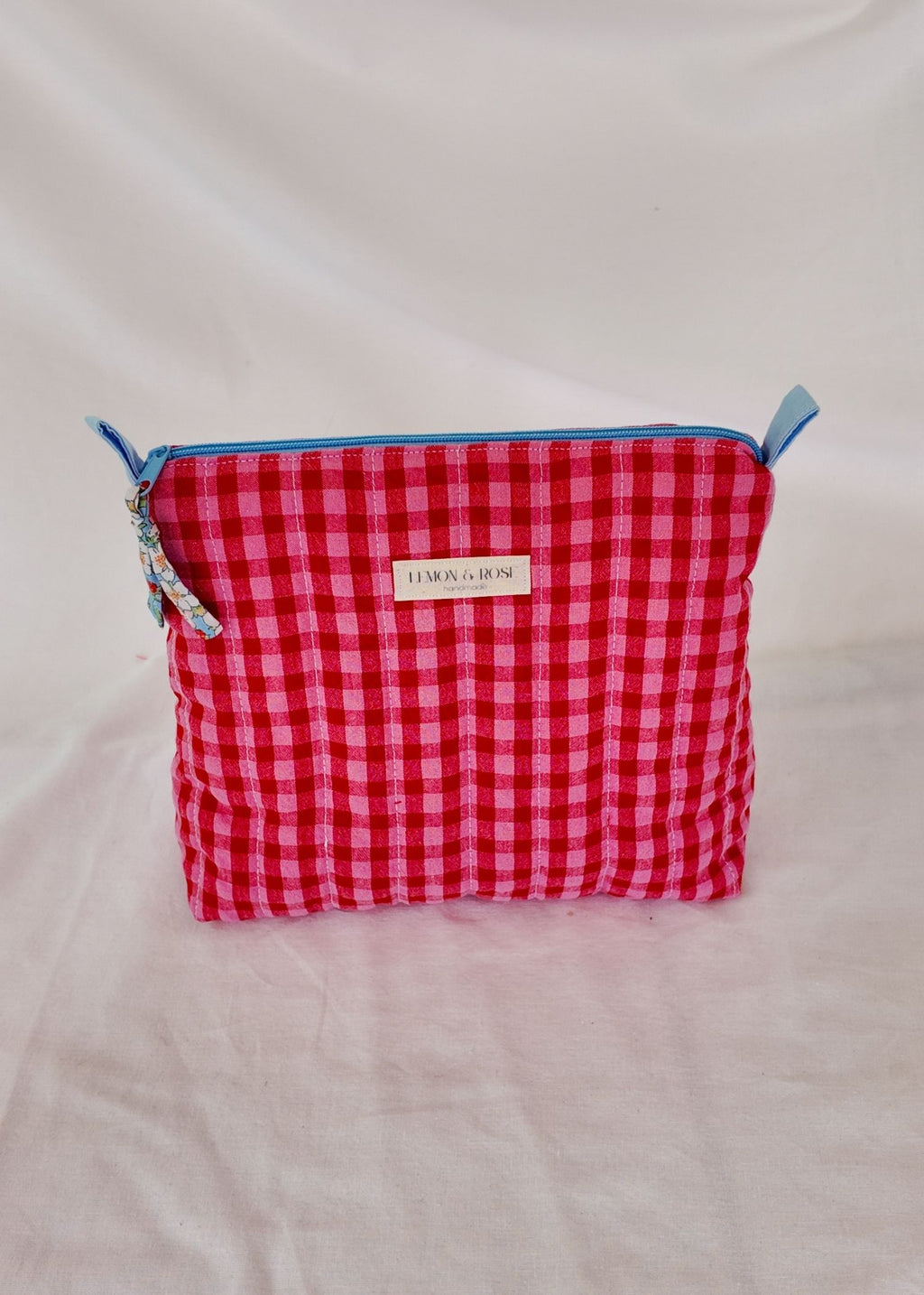 Red & Pink Gingham Large Triangle Bag