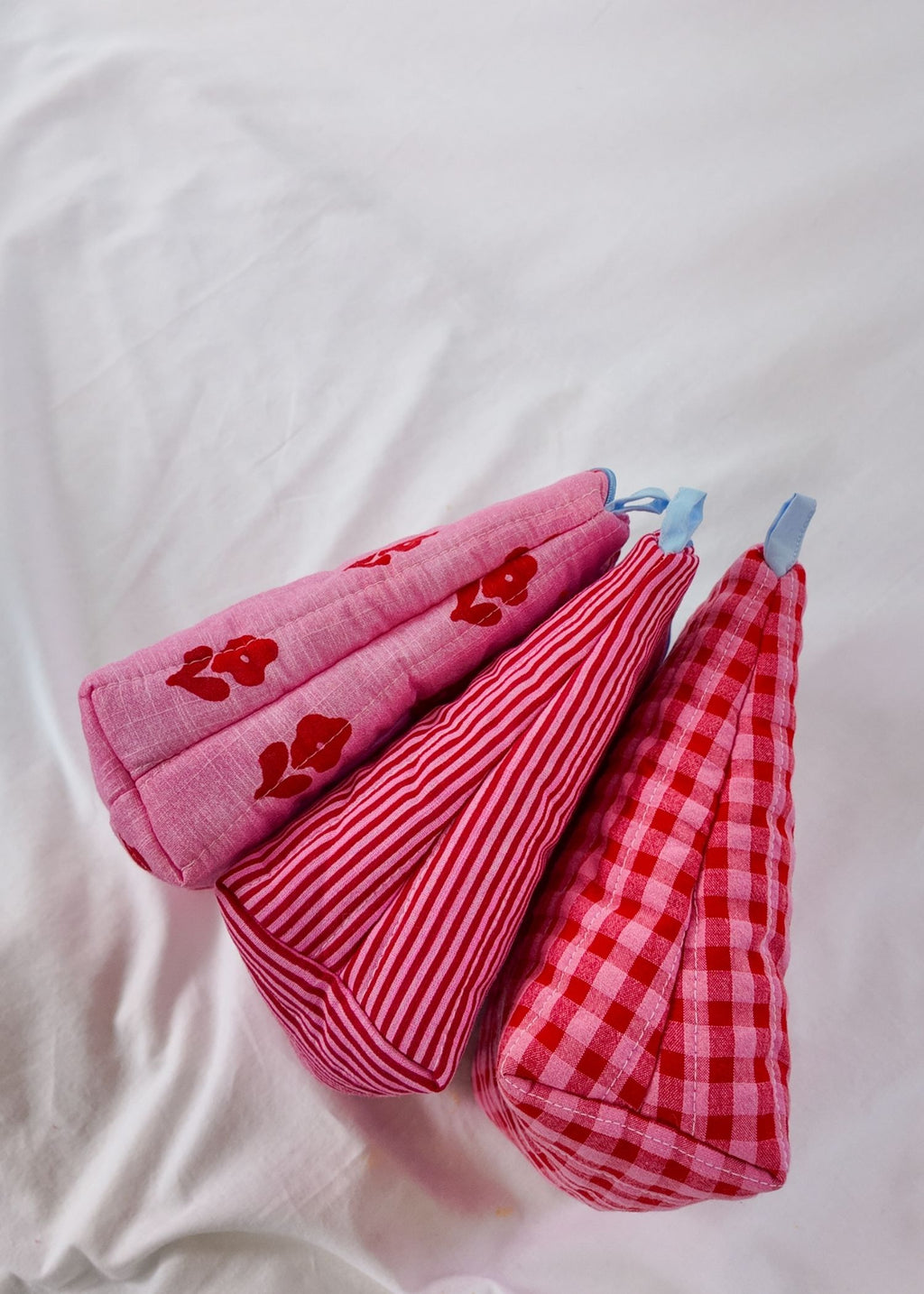 Red & Pink Gingham Large Triangle Bag