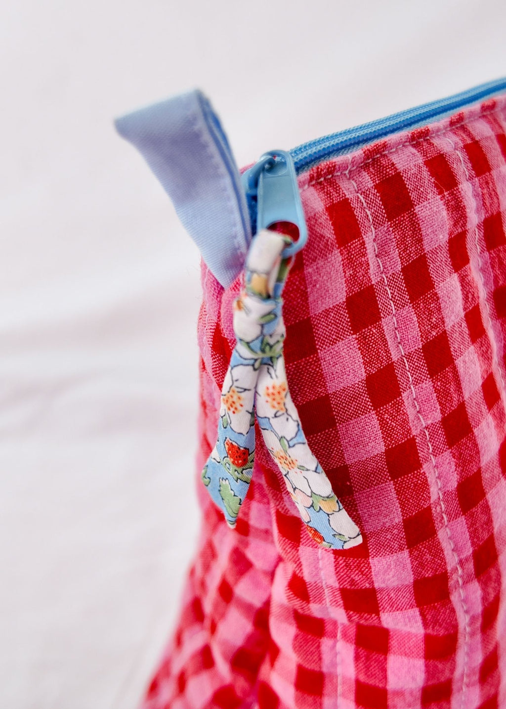 Red & Pink Gingham Large Triangle Bag