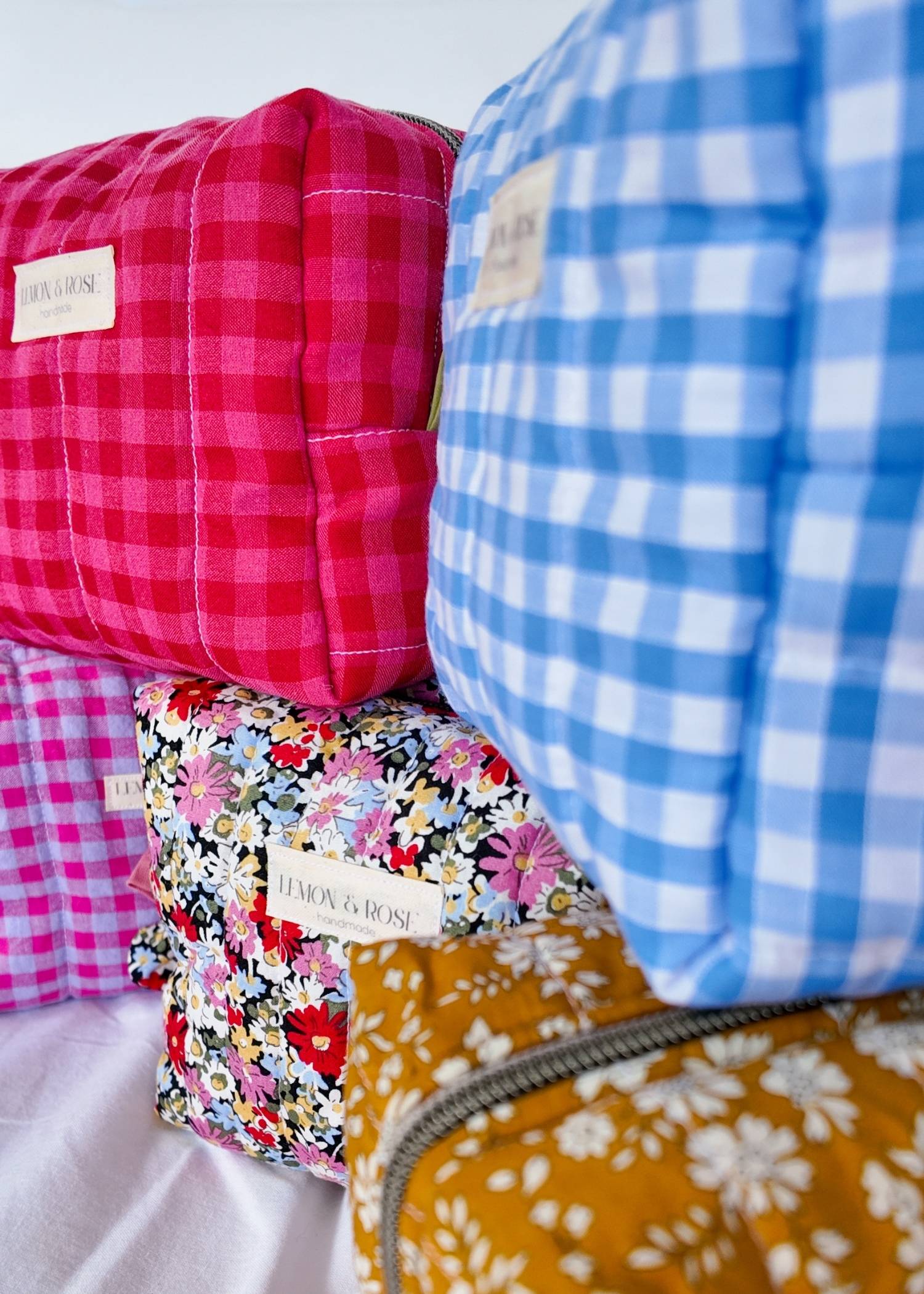 Bright Pinky Red Gingham Large Box Bag