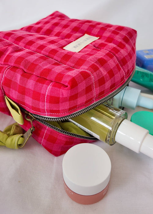 Bright Pinky Red Gingham Large Box Bag