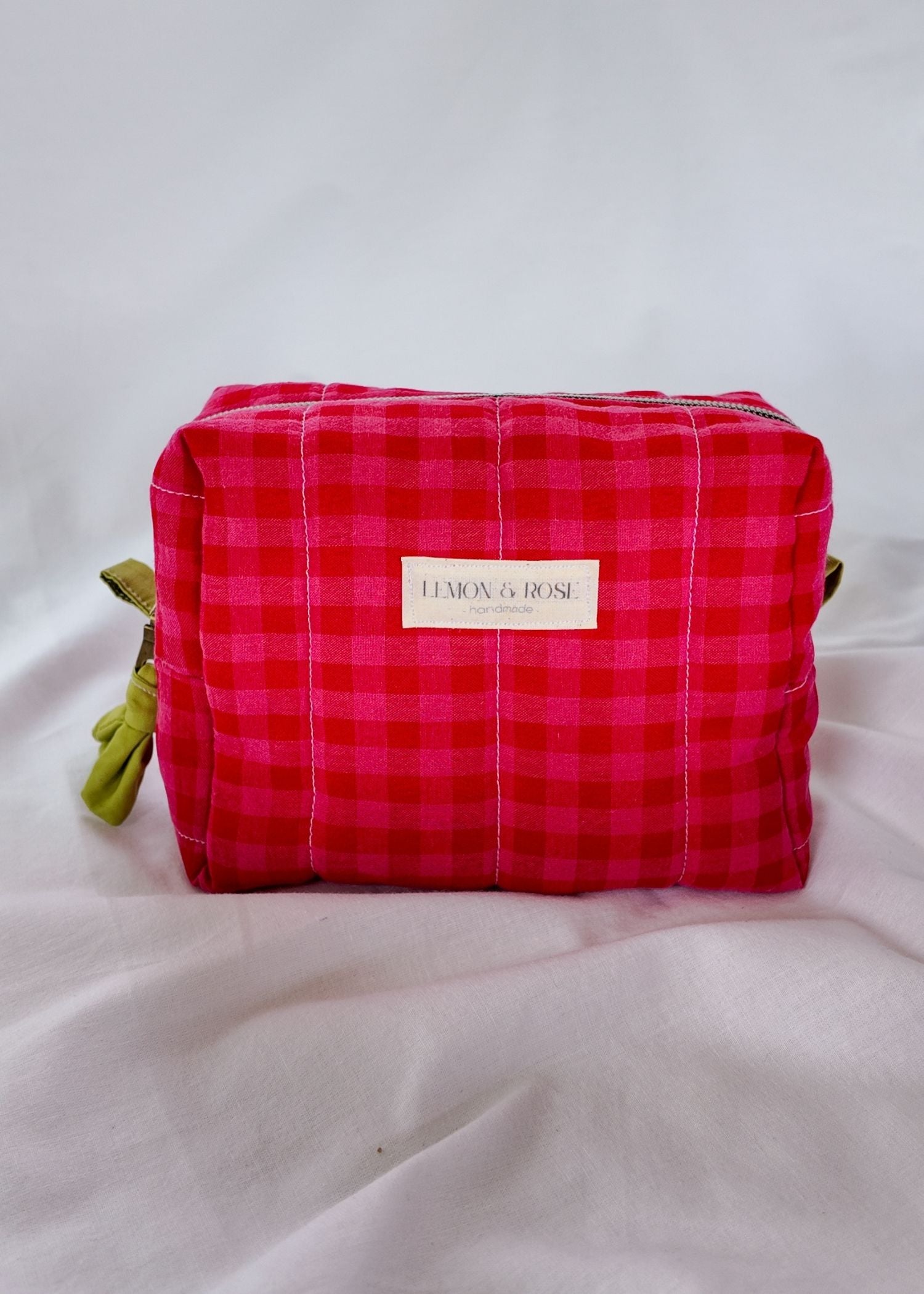 Bright Pinky Red Gingham Large Box Bag